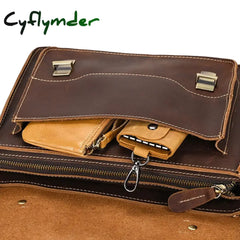 Cyflymder Crazy Horse Leather Men’s Shoulder Bag Vintage Messenger Bags Men Male Small Travel Crossbody Bags Man