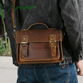 Cyflymder Crazy Horse Leather Men’s Shoulder Bag Vintage Messenger Bags Men Male Small Travel Crossbody Bags Man