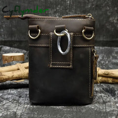 Cyflymder Crazy Horse Leather Waist Belt Bag Multifunction Casual Daily Wait Pack Small Messenger