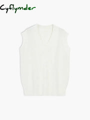 Cyflymder - Cream Cable Knit Sweater Vest Vests