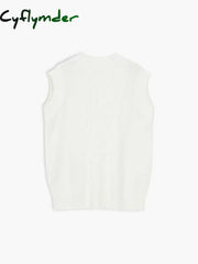 Cyflymder - Cream Cable Knit Sweater Vest Vests