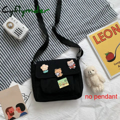 Cyflymder Crossbody Bags Women Canvas Flap-Bag Kawaii Harajuku All-Match Students Casual Female