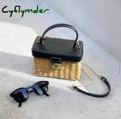 Cyflymder Customized Flip Woven Crossbody Bags Casual Portable For Women Basket Straw Rattan Bag