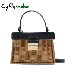 Cyflymder Customized Flip Woven Crossbody Bags Casual Portable For Women Basket Straw Rattan Bag
