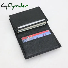 Cyflymder Customized Men Cow Genuine Leather Business Card Holder Women Bifold Credit Case Coin