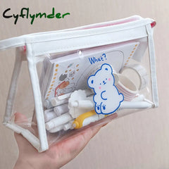 Cyflymder Cute Bear Animal Transparent Pencil Case For Office Large Capacity Bag Material Escolar