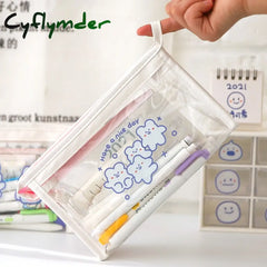 Cyflymder Cute Bear Animal Transparent Pencil Case For Office Large Capacity Bag Material Escolar