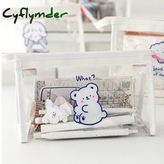 Cyflymder Cute Bear Animal Transparent Pencil Case For Office Large Capacity Bag Material Escolar