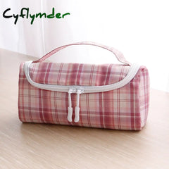 Cyflymder Cute Canvas School Pencil Cases Striped Lattice Bow Kawaii Bag Jk Pen Pouch Pensil Case