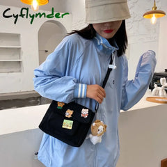 Cyflymder Cute Canvas Small Bag Female New Japanese Harajuku Diagonal Wild Student Girl Shoulder