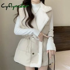 Cyflymder cute casual outfits for winter Women Down Cotton-Padded Vests Jackets Sleeveless Female Turn-down Collar