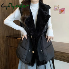 Cyflymder cute casual outfits for winter Women Down Cotton-Padded Vests Jackets Sleeveless Female Turn-down Collar