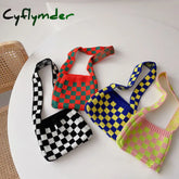 Cyflymder Cute Children Knitted Woolen Shoulder Bags Lovely Cherry Plaid Baby Kids Small Purse