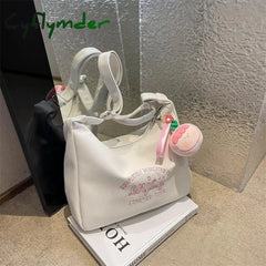Cyflymder Cute Crossbody Bags Women Simple Kawaii Pu Leather Letters Shoulder Bag Fashion Designer