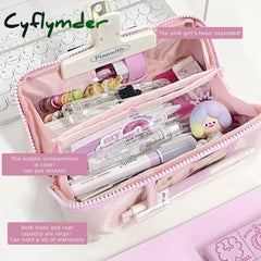 Cyflymder Cute Large Capacity Pencil Bag Aesthetic School Big Pouch Girl Stationery Holder Children