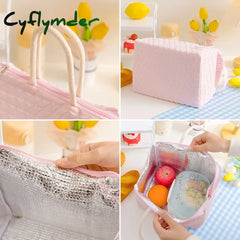 Cyflymder Cute Lunch Box Bag For Girls And Women Reusable Cooler Tote Leakproof Meal Prep Insulated