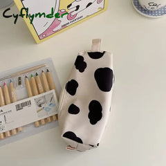 Cyflymder Cute Milk Cow Pencil Case Ins Style Bag Decoration Storage Girl Kawaii Stationery School