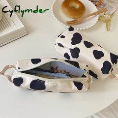 Cyflymder Cute Milk Cow Pencil Case Ins Style Bag Decoration Storage Girl Kawaii Stationery School