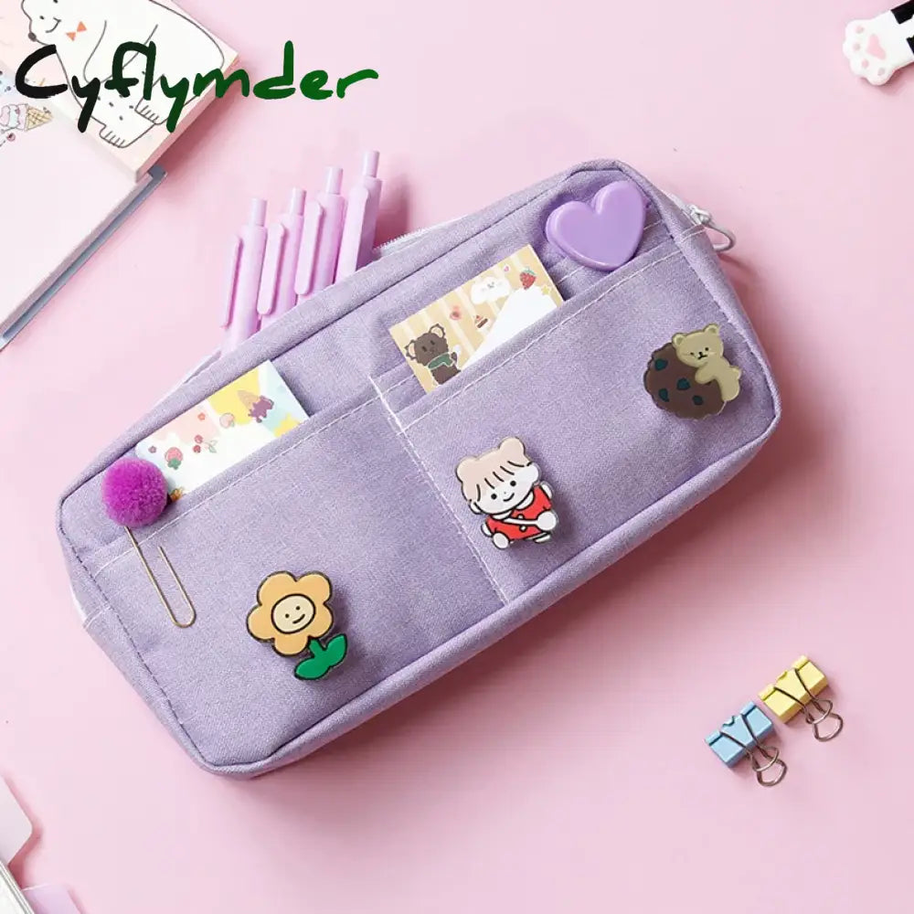 Cyflymder Cute Pencil Case Trousse Scolaire Pencil Cases For Girls Random Brooch Estojo Escolar Pencilcase Kawaii