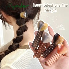 Cyflymder Cute Ponytail Elastic Spiral Holder Japanese Fashion Style Heart Hair Tie for Girls Women Hair Band