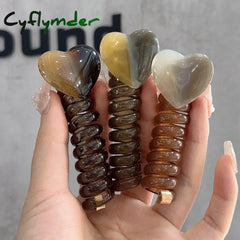 Cyflymder Cute Ponytail Elastic Spiral Holder Japanese Fashion Style Heart Hair Tie for Girls Women Hair Band