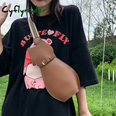 Cyflymder Cute Pu Cat Dog Bag Women Messenger Wide Shoulder Straps Chest Bags Student Storage Little