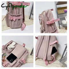 Cyflymder Cute Transparent Pocket Backpack With Plush Toy - Large Capacity Multi-Pocket Back To