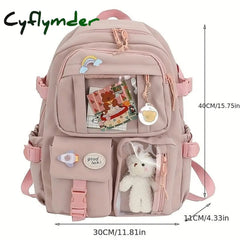 Cyflymder Cute Transparent Pocket Backpack With Plush Toy - Large Capacity Multi-Pocket Back To