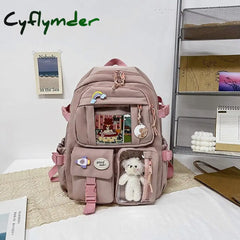 Cyflymder Cute Transparent Pocket Backpack With Plush Toy - Large Capacity Multi-Pocket Back To