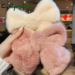 Cyflymder cute winter outfits Autumn/Winter Large Plush Hairbows Girls Hair Accessori Women Fashion Soft Warm Bowknot