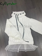 Cyflymder cute winter outfits Sweet Off-shoulder Knitted Sweater Women’s Pullover New Lace-up Bow Design Slash Neck