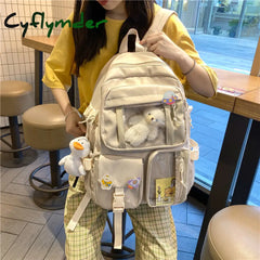 Cyflymder Cute Women Large Capacity Backpack Waterproof Nylon Female Schoolbag College Lady Laptop