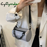 Cyflymder Cylindrical Handbags For Women New Casual Solid Color Chain Shoulder Bags Simple
