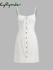 Cyflymder - Darling Linen Plain Mini Dress Dresses