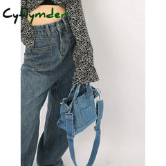 Cyflymder Denim Jeans Sholuld Bag Cool Girl Totes Fashion High Street Style Nice Hardware Mini In