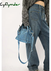 Cyflymder Denim Jeans Sholuld Bag Cool Girl Totes Fashion High Street Style Nice Hardware Mini In