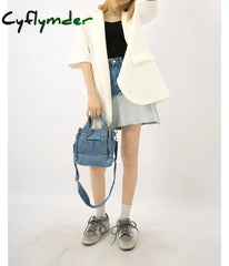 Cyflymder Denim Jeans Sholuld Bag Cool Girl Totes Fashion High Street Style Nice Hardware Mini In