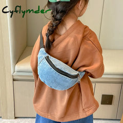 Cyflymder Denim Mini Waist Bag Korean Style Children’s Fanny Pack For Kids Chest Belt Boys Girls