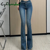 Denim Pants for Women Flare Flared Slim Fit Sexy Bell Bottom Skinny Women's Jeans Retro Medium Waist Cowboy Aesthetic Trousers A