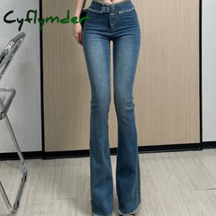 Denim Pants for Women Flare Flared Slim Fit Sexy Bell Bottom Skinny Women's Jeans Retro Medium Waist Cowboy Aesthetic Trousers A