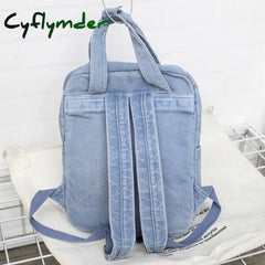 Cyflymder Denim School Backpack For Women Travel Bag Preppy Style Backpacks For Teenage Girls