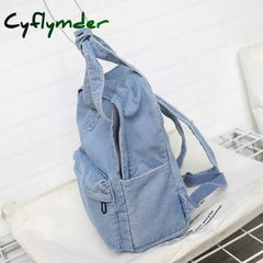 Cyflymder Denim School Backpack For Women Travel Bag Preppy Style Backpacks For Teenage Girls