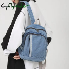 Cyflymder Denim Women Backpack Casual Travel Bagpack Backbag College Student School Bags For