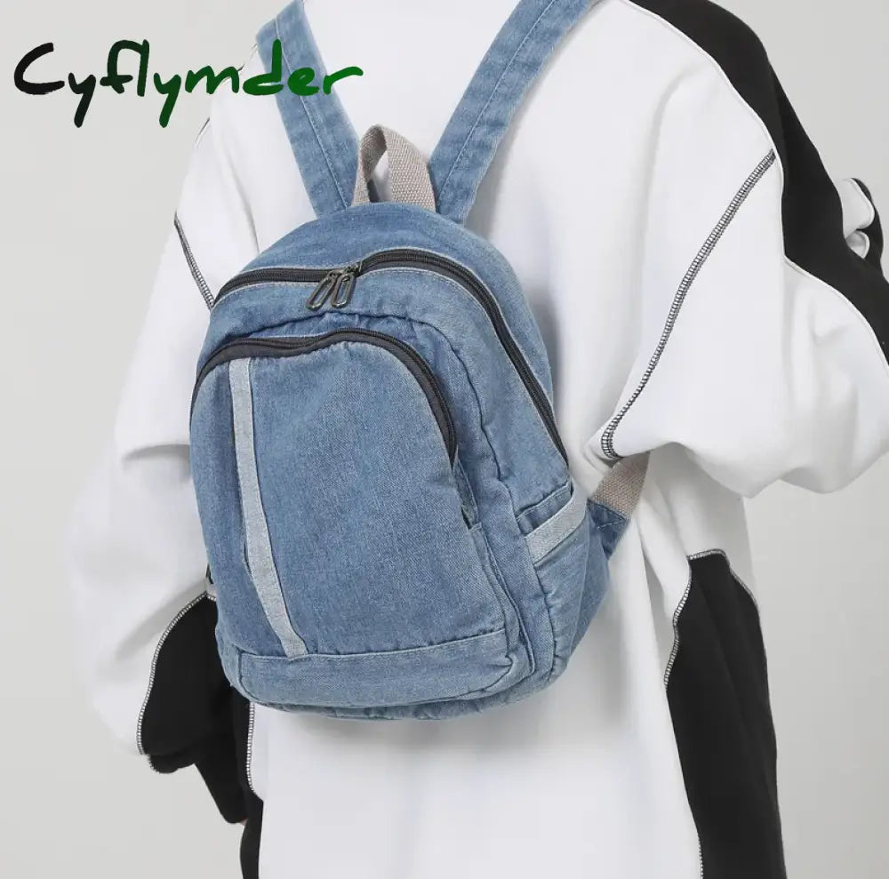 Cyflymder Denim Women Backpack Casual Travel Bagpack Backbag College Student School Bags For