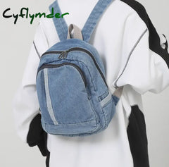Cyflymder Denim Women Backpack Casual Travel Bagpack Backbag College Student School Bags For