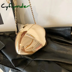 Cyflymder Designer Acrylic Shell Shape Clutch Bag Gold Silver Women Evening Party Bag Cute Shiny Metal Shoulder