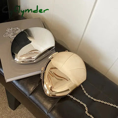 Cyflymder Designer Acrylic Shell Shape Clutch Bag Gold Silver Women Evening Party Bag Cute Shiny Metal Shoulder