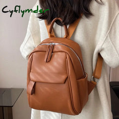 Cyflymder Designer Cute Fashion Women Leather Backpack Mini Soft Multi-Function Small Female Ladies