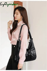 Cyflymder Designer Female Backpack 3 In 1 Vintage Leather For Women School Bag Travel Bagpack