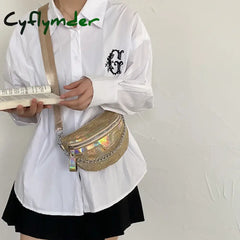 Cyflymder Diamond Laser Women’s Waist Bag Chain Fanny Pack Luxury Shoulder Crossbody Chest Bags Designer Handbags Purse